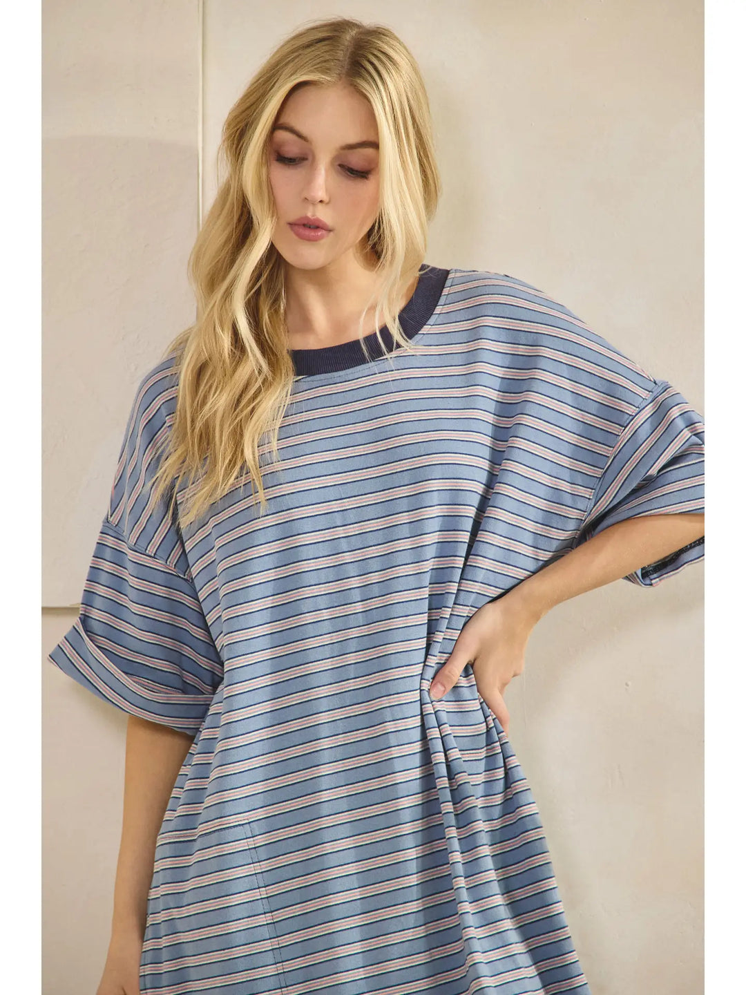 Stripe Knit Pullover Big Top Dress
