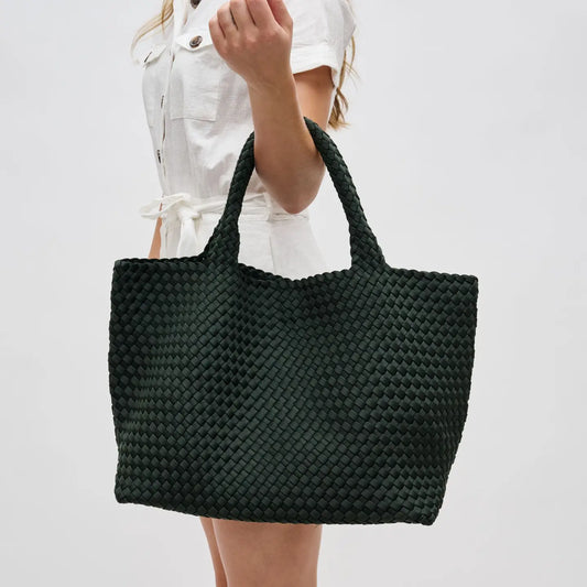 Olive Sky's the Limit - Large Woven Neoprene Tote