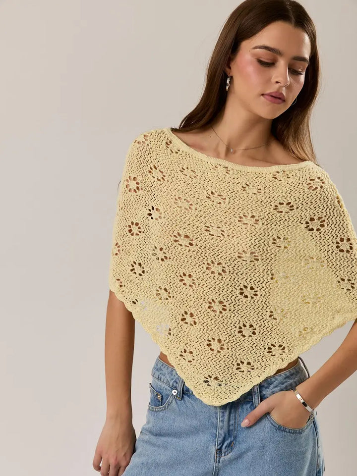 Openwork Detail Sweater Poncho