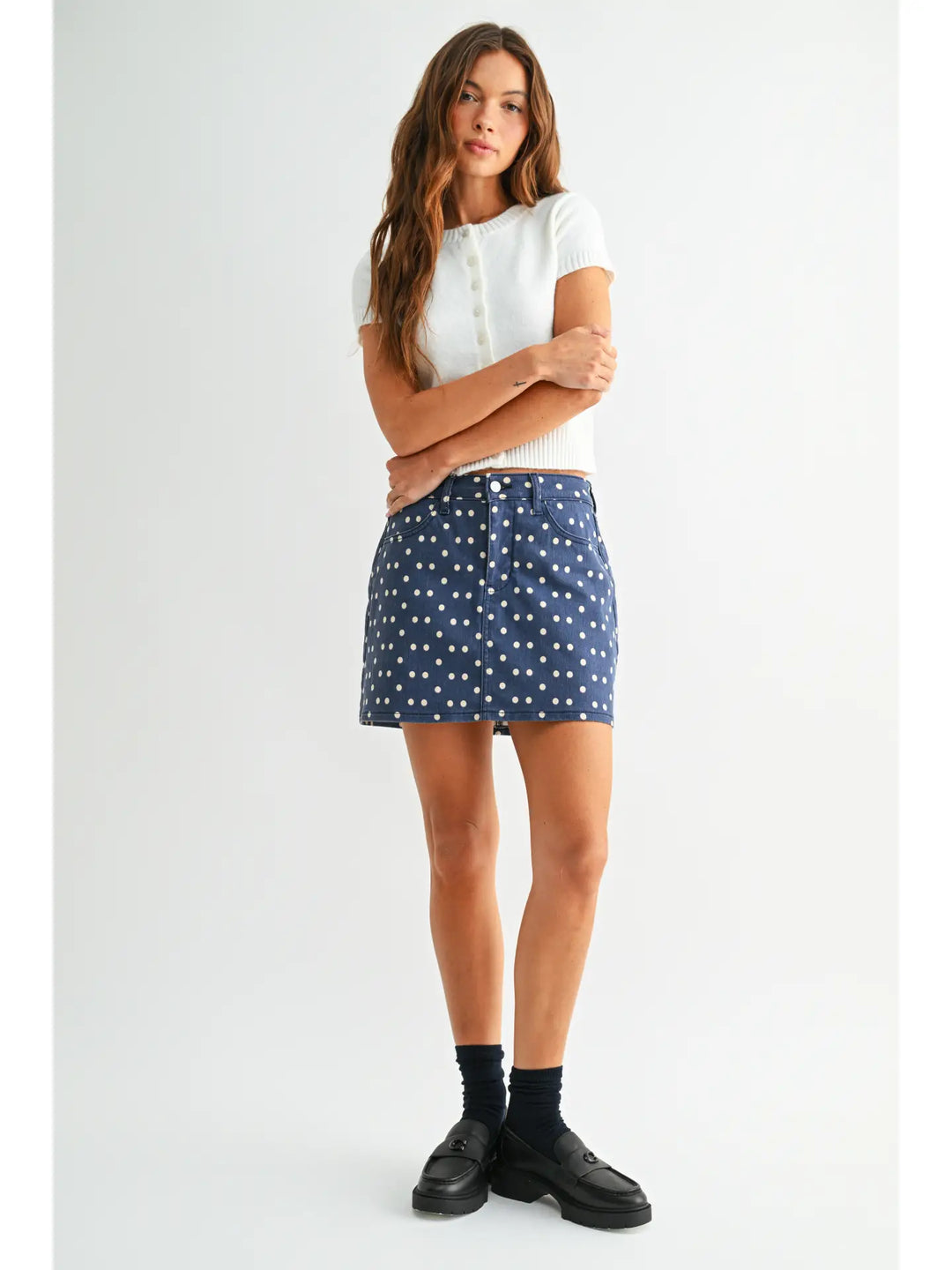 Polka Dot Longer Length Skort