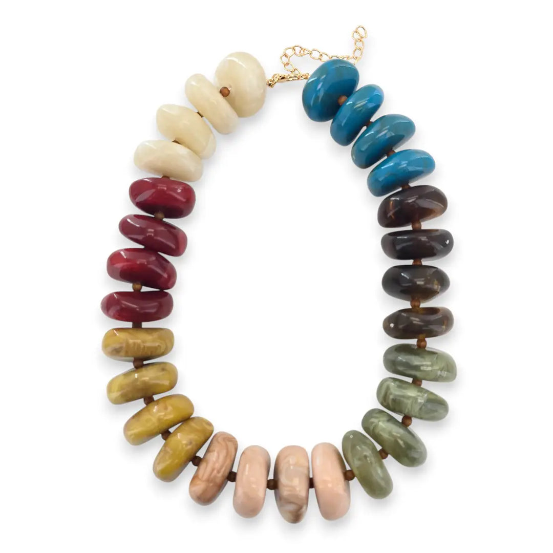 Tan Multicolor Beaded Necklace