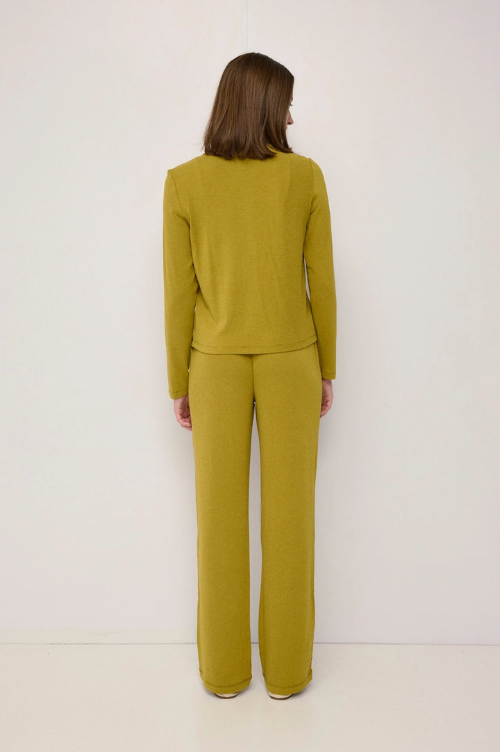 Chartreuse Callie Pants | Knit Wide Leg Boxer Pants