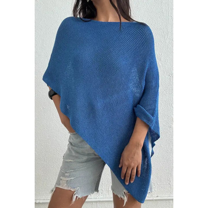 Asymmetric Off Shoulder Poncho Top