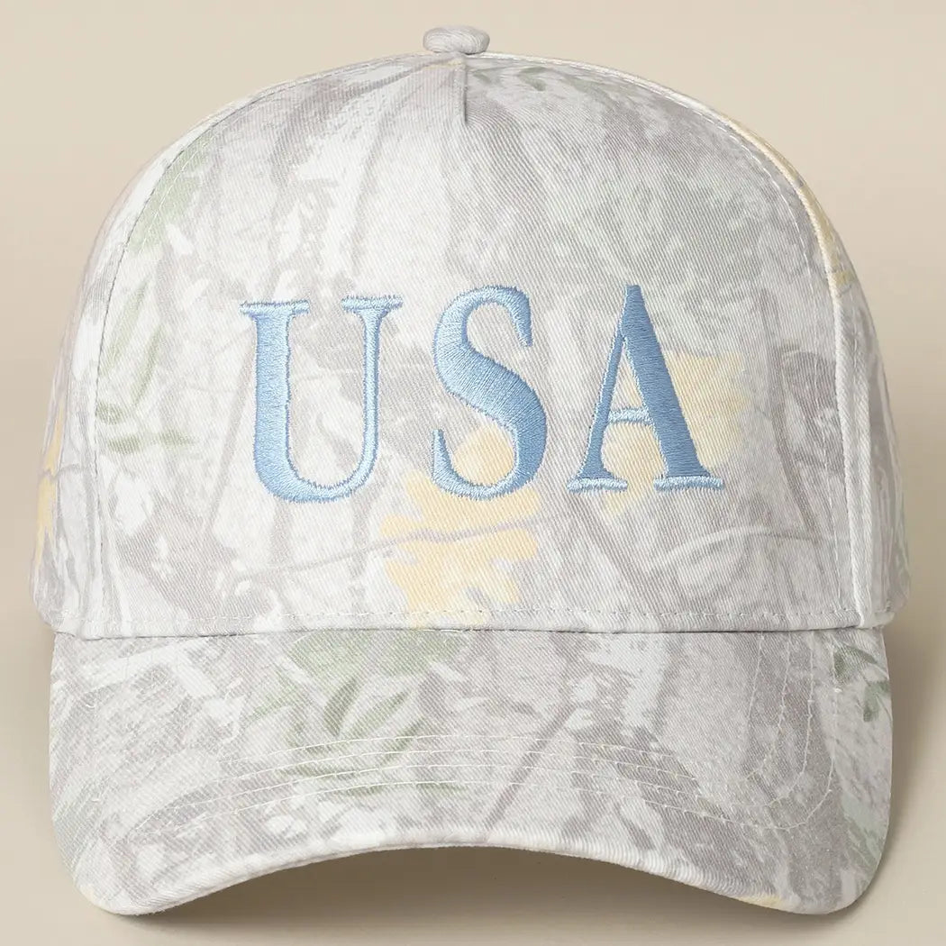 USA Letter Embroidery Camo Print Baseball Cap