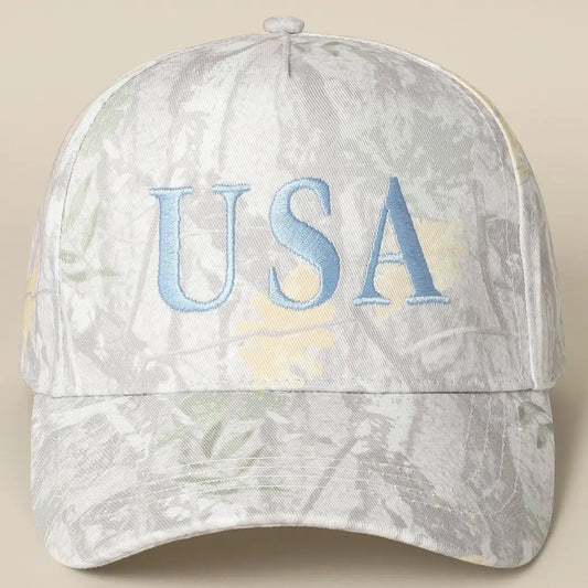 USA Letter Embroidery Camo Print Baseball Cap
