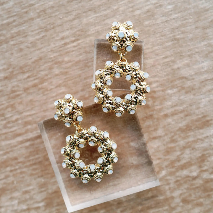 Coastal Crystal Halo Drop Earrings