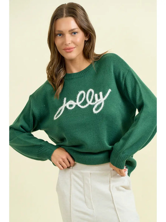 Jolly Metalic Embroidery Sweater Top