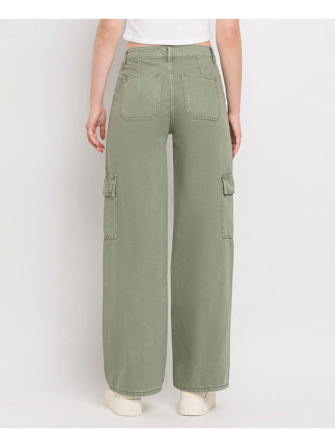 High Rise Utility Cargo Wide Leg Jeans