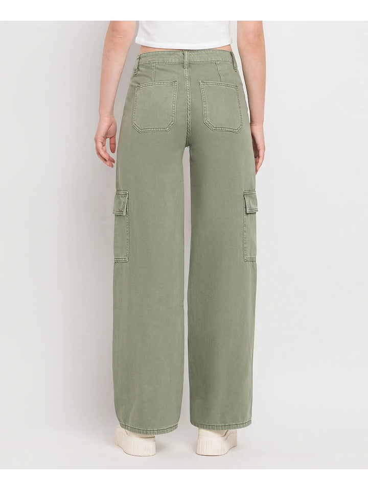 High Rise Utility Cargo Wide Leg Jeans
