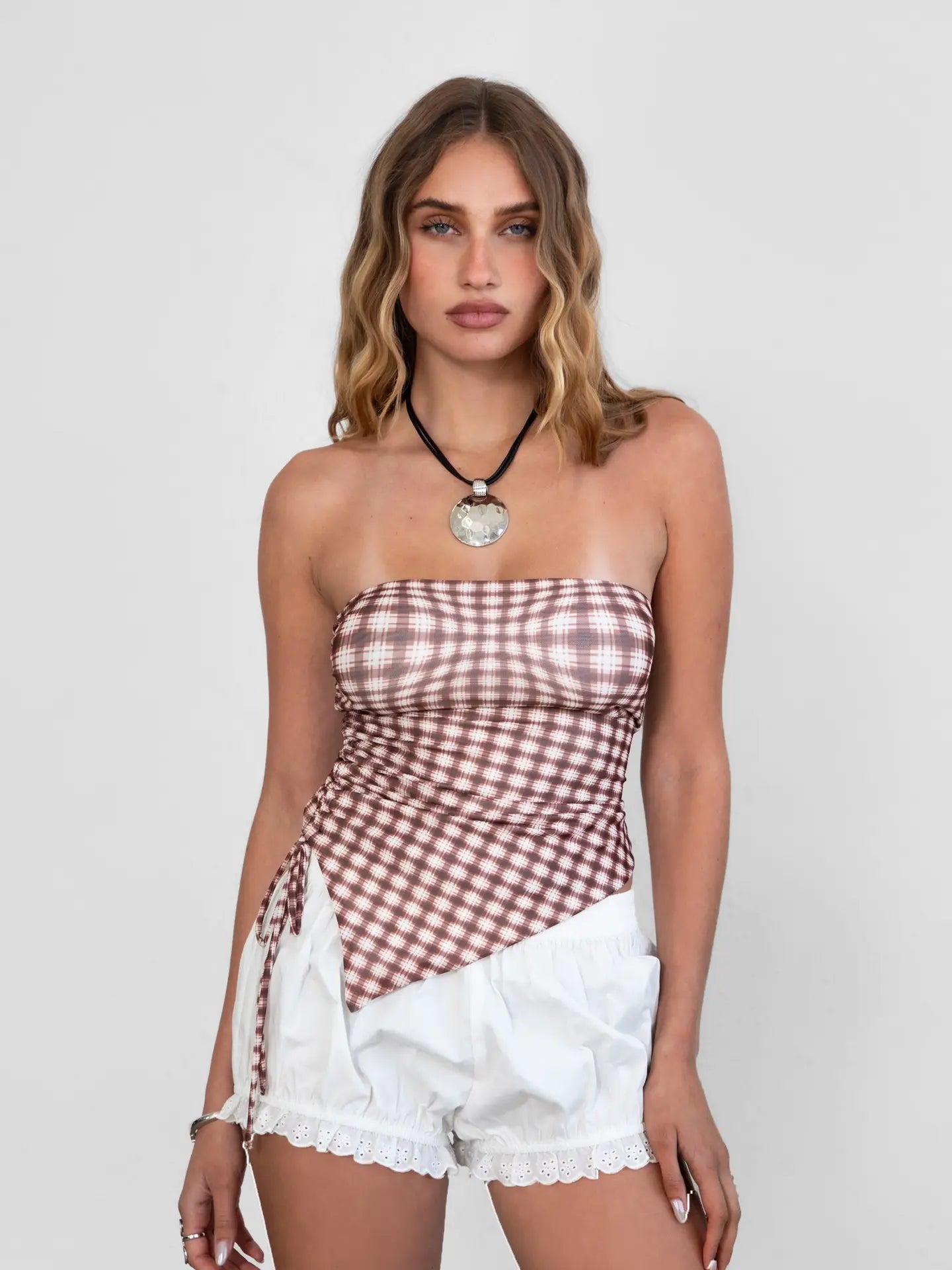Sana Strapless Mesh Print Bandeau Top Western Boho Top
