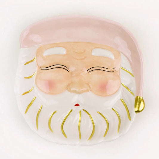 Pink Santa Dessert Plate