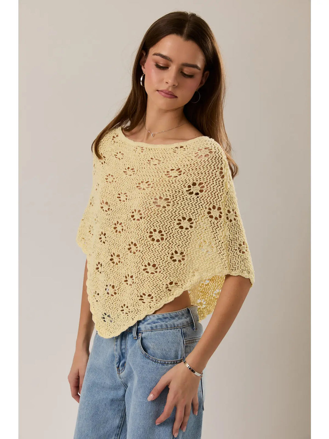 Openwork Detail Sweater Poncho