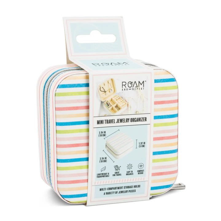 Mini Printed Travel Jewelry Organizer - Pastel Stripes