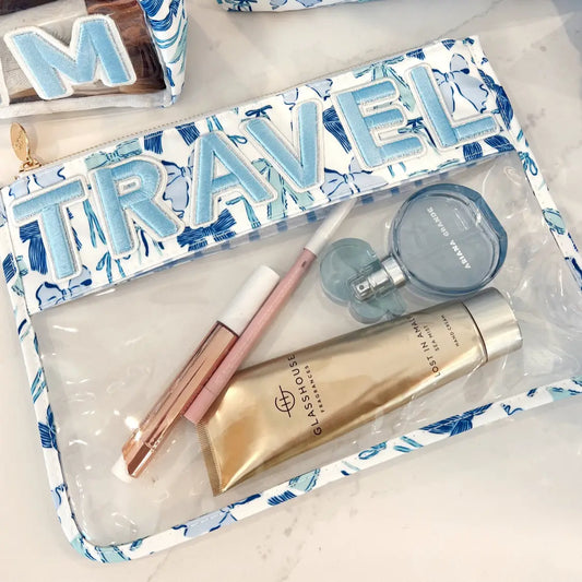 Travel - Blue Bow Clear Pouch
