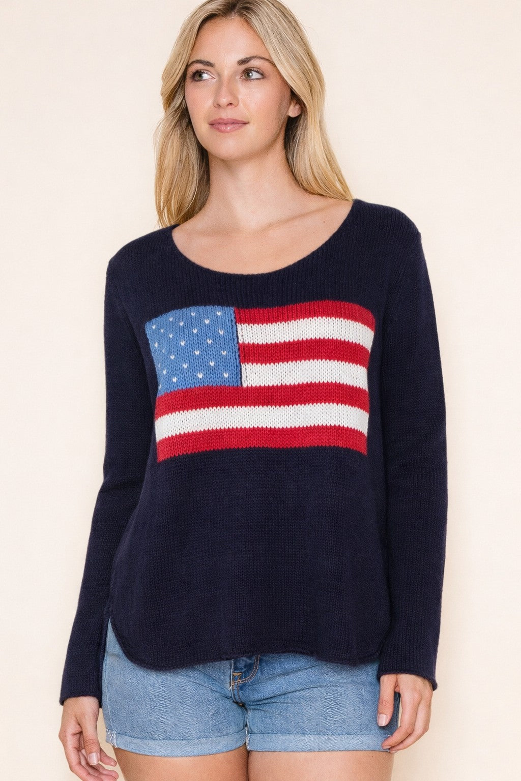 Navy Lightweight Flag Soft Sweater Top