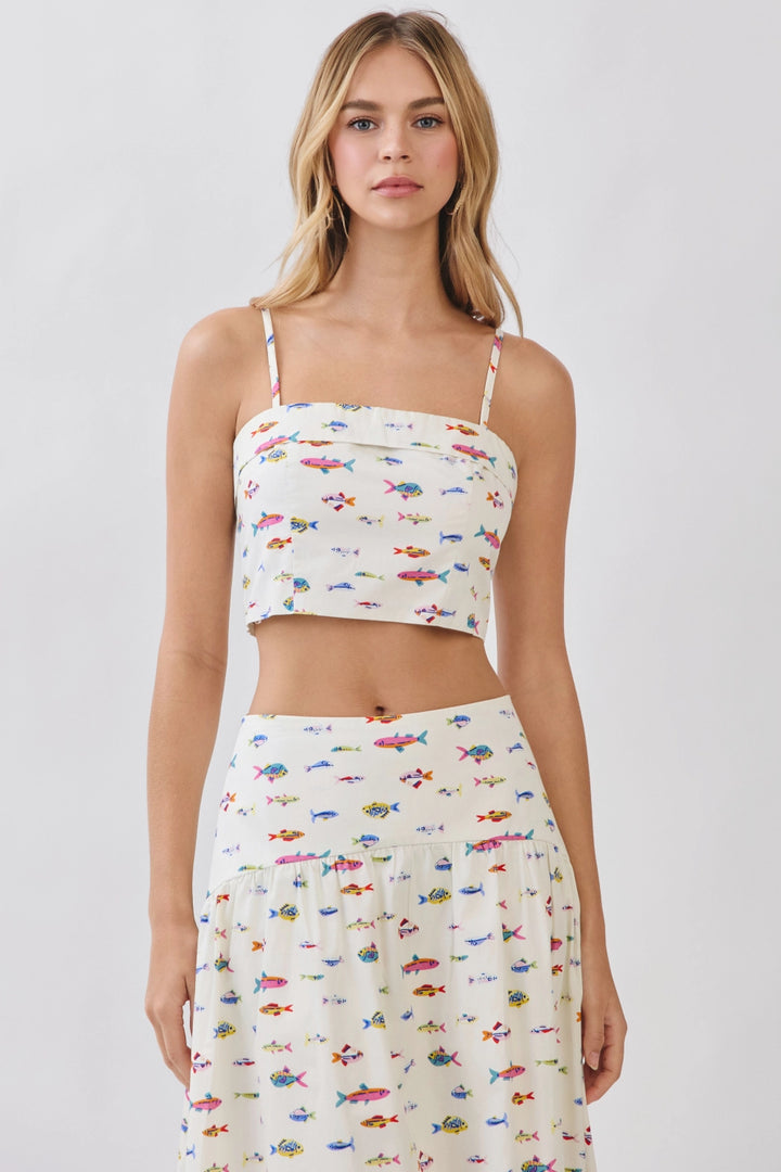 By the Shore Fish Print Cami Top