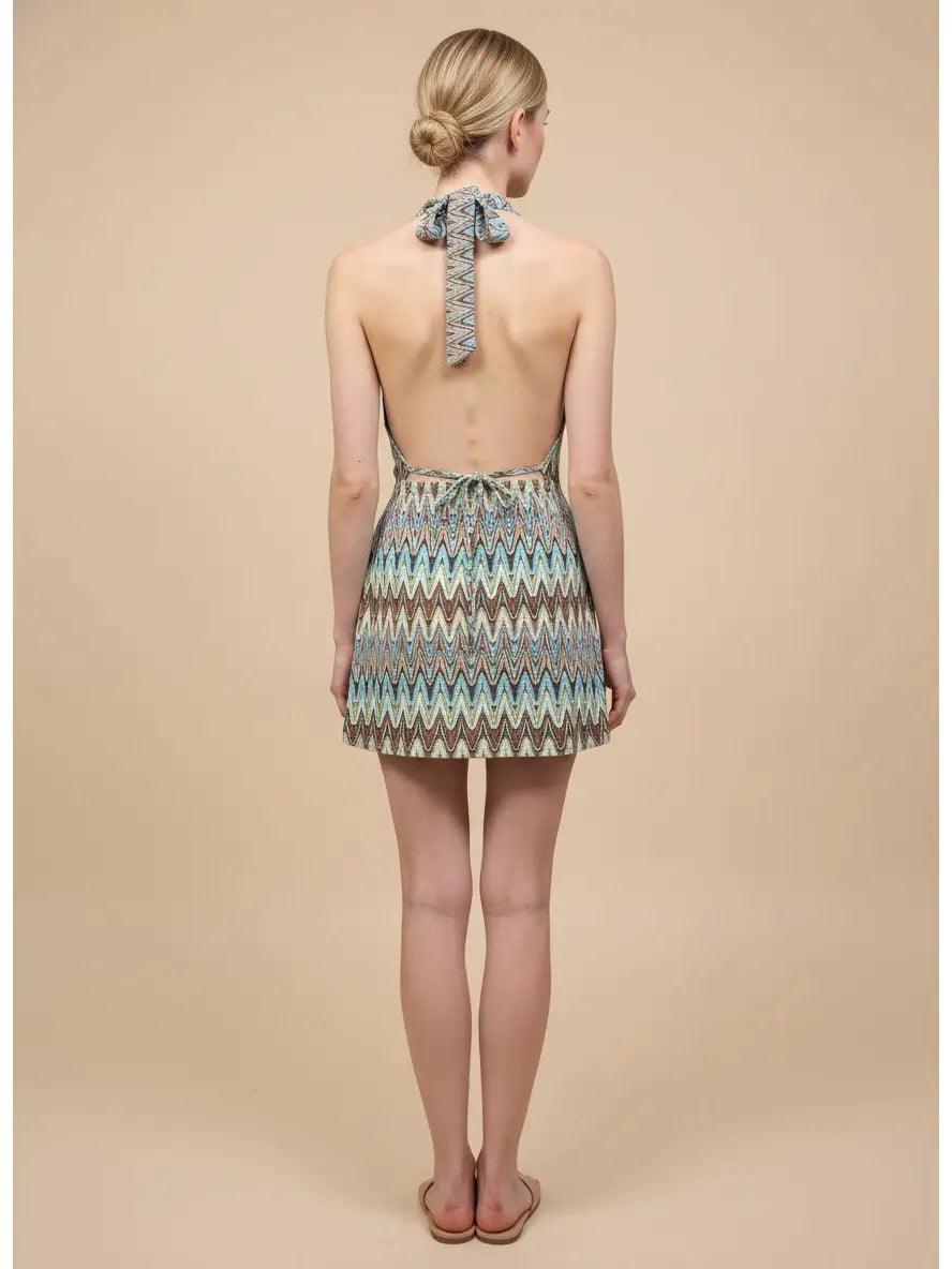 Zigzag Halter Mini Dress