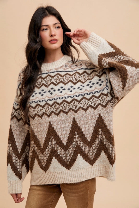 Fairisle Loose Fit Sweater Top
