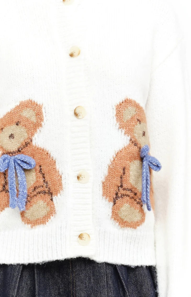 Teddy Cardigan In White