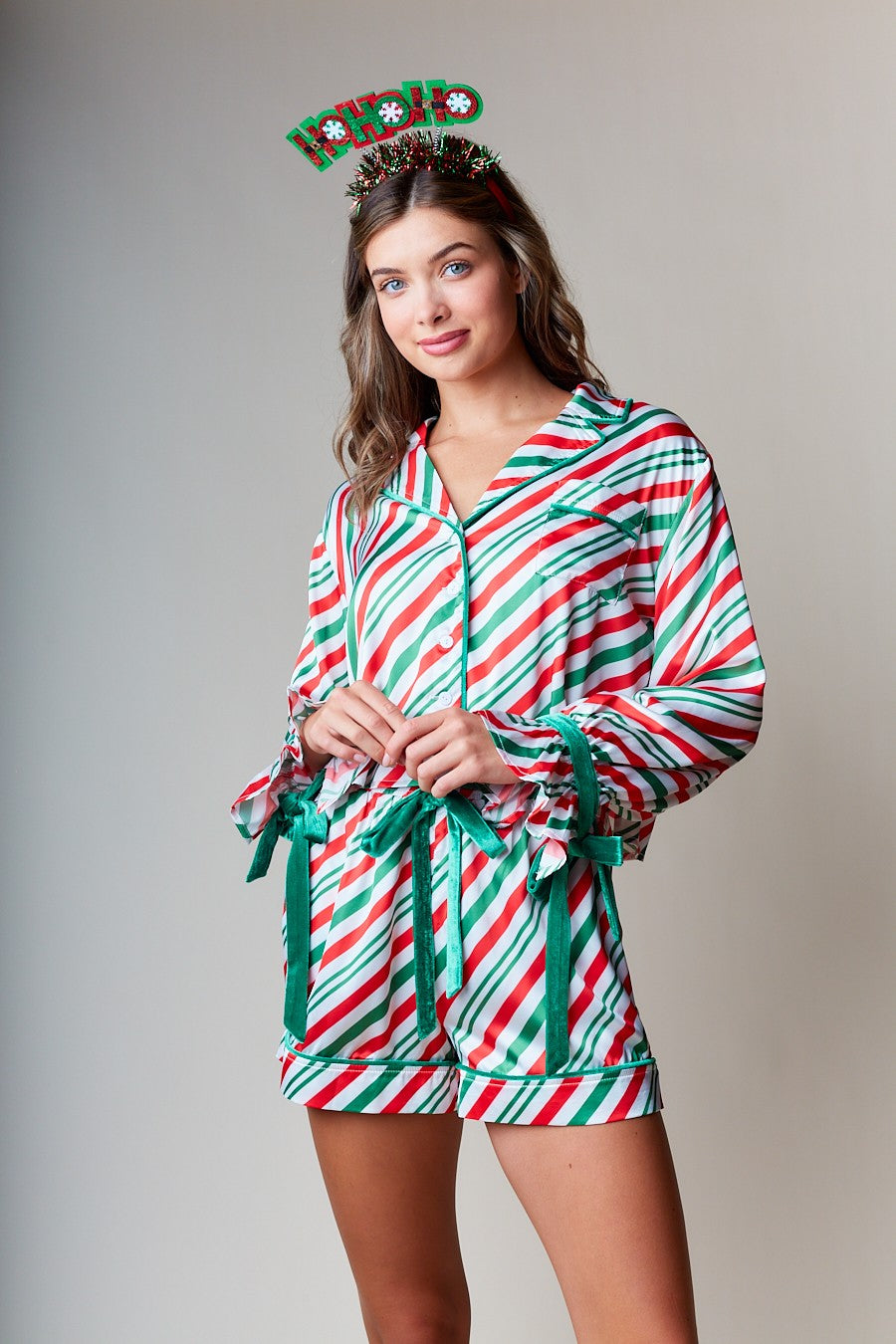 Candy Cane Striped Pajama Set.