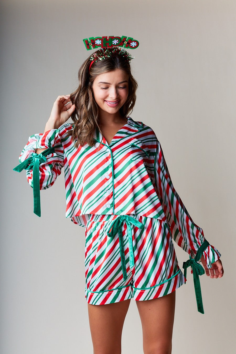 Candy Cane Striped Pajama Set.