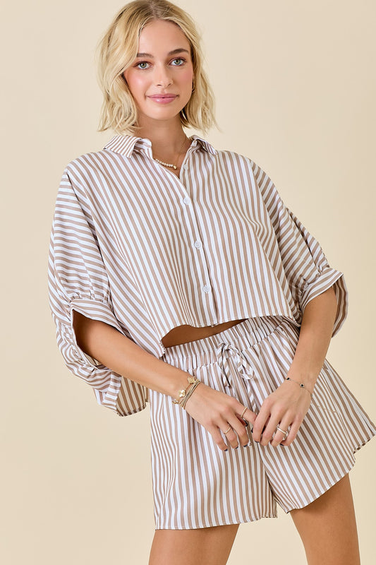 Striped Top With Puff Sleeves