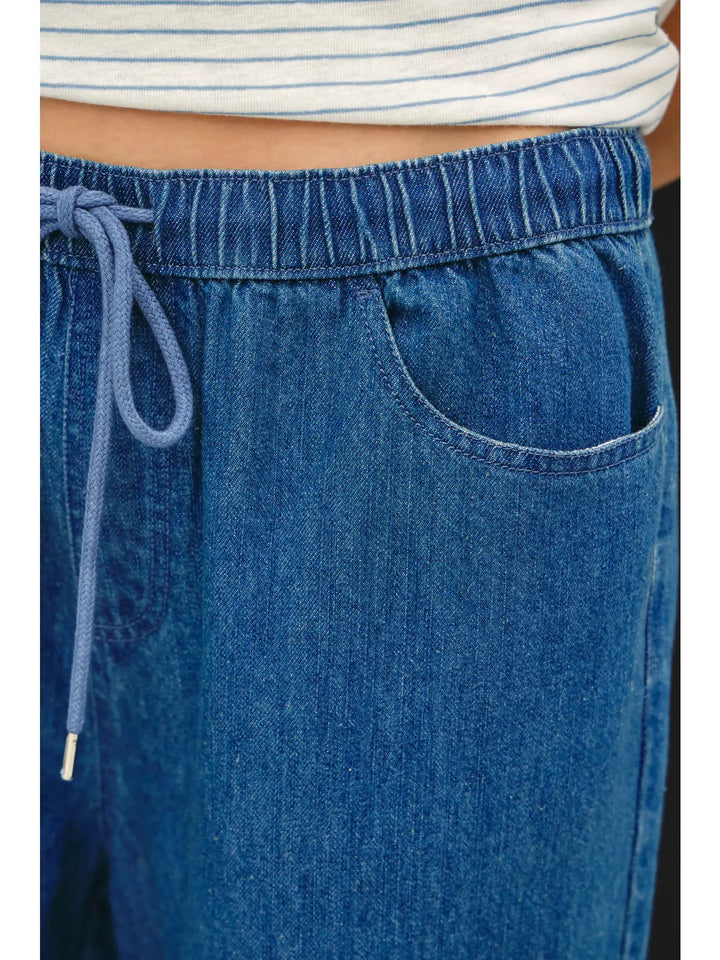 Ultra Comfy Pull On Wide Leg Denim Pants