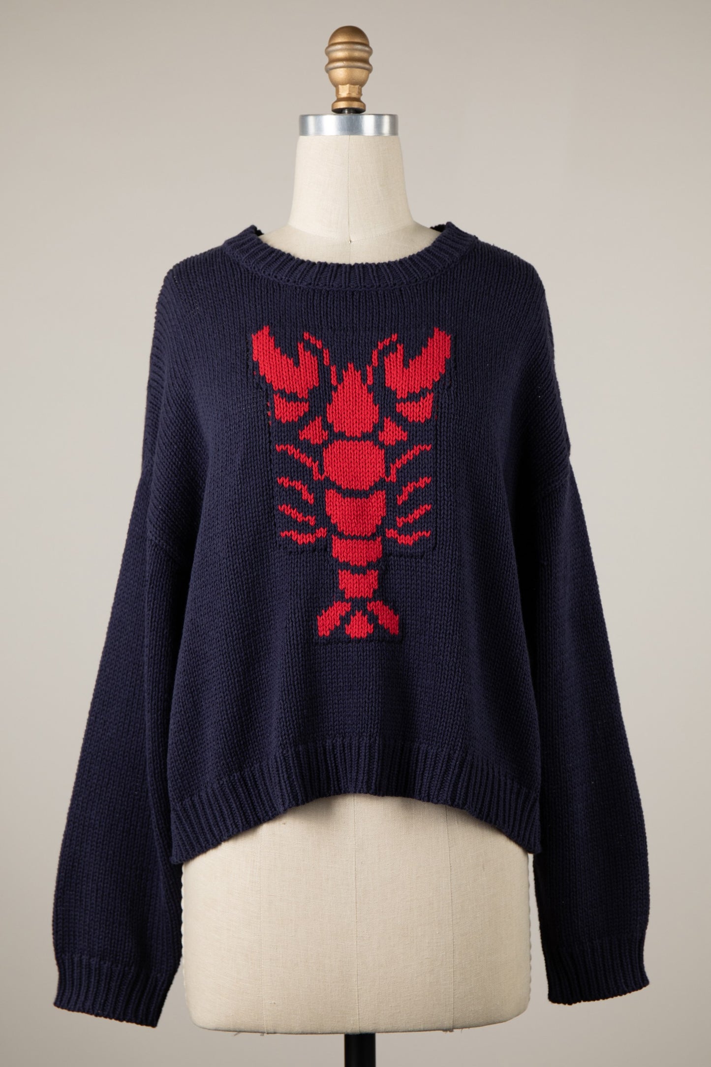 Lobster Cropped Nautical Sweater Top