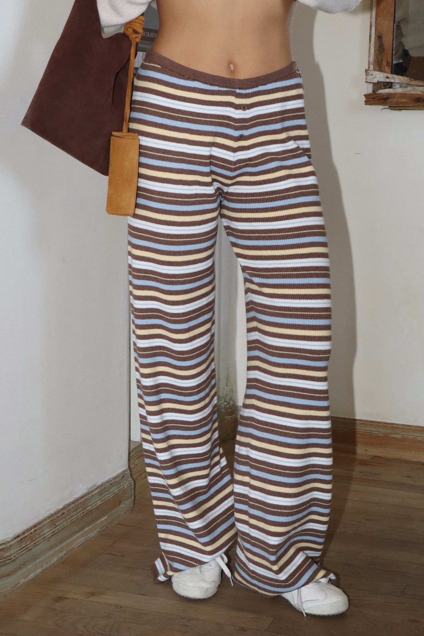 Striped Knit Flare Pants