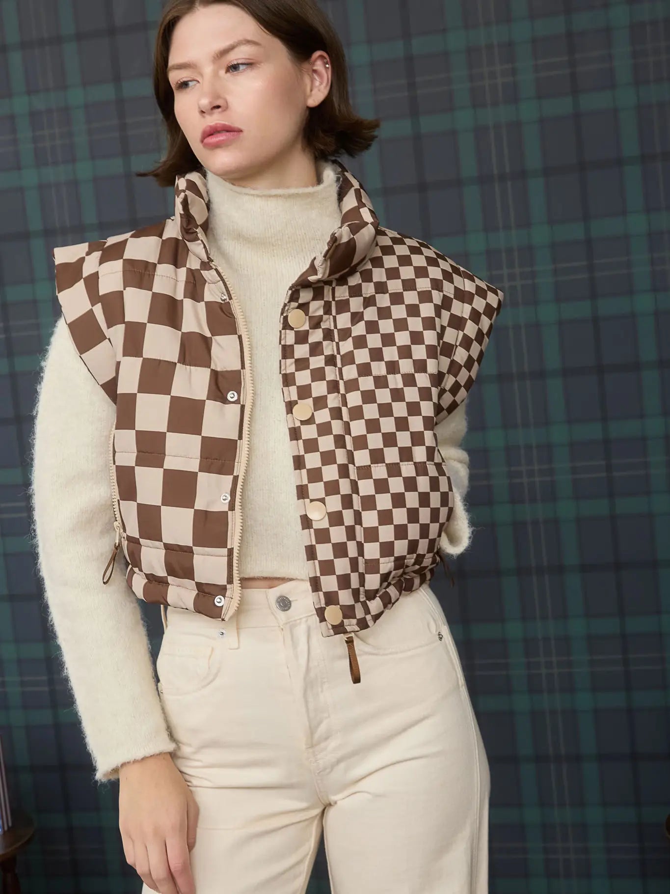 Checkered Puff Vest