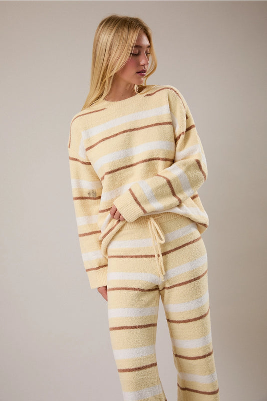 Long Sleeve Yellow Striped Sweater Top