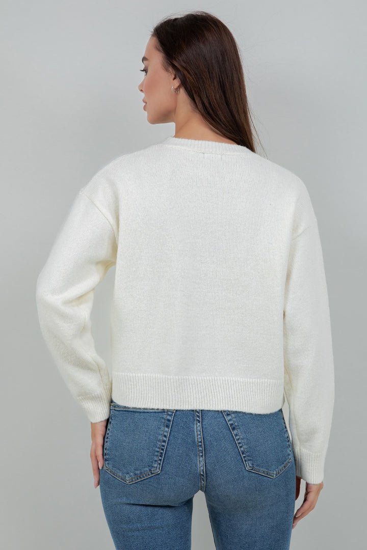 Pearl Embellished Seashell Sweater