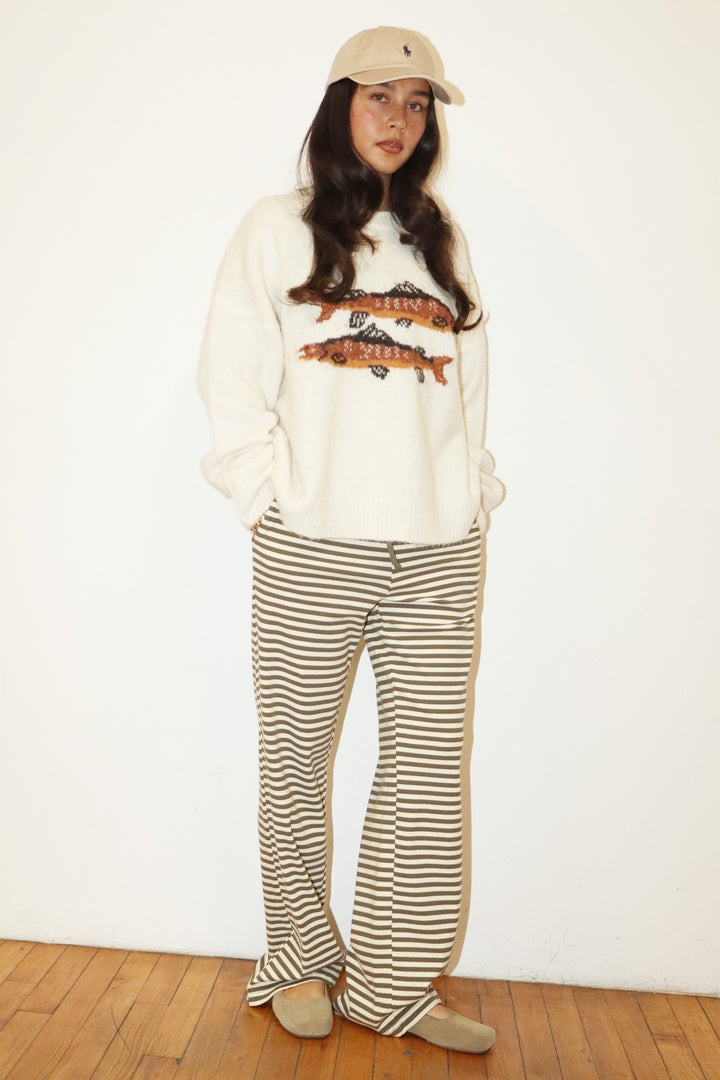 Cream Trout Graphic Knit Sweater