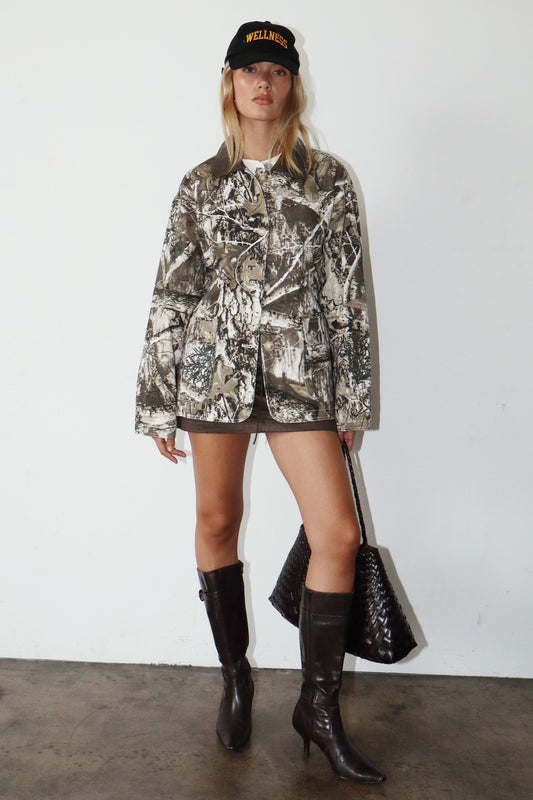 Camo Print Button Front Jacket
