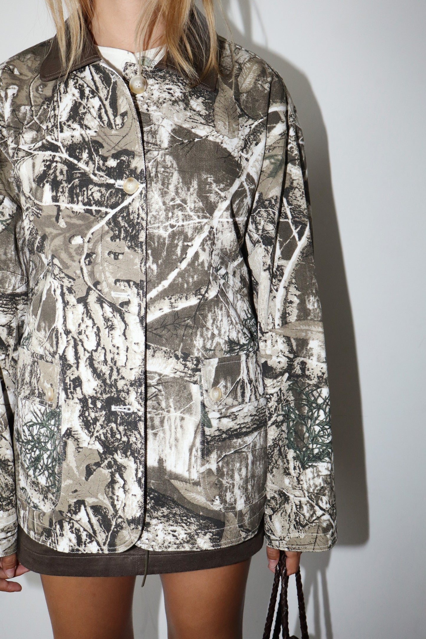Camo Print Button Front Jacket