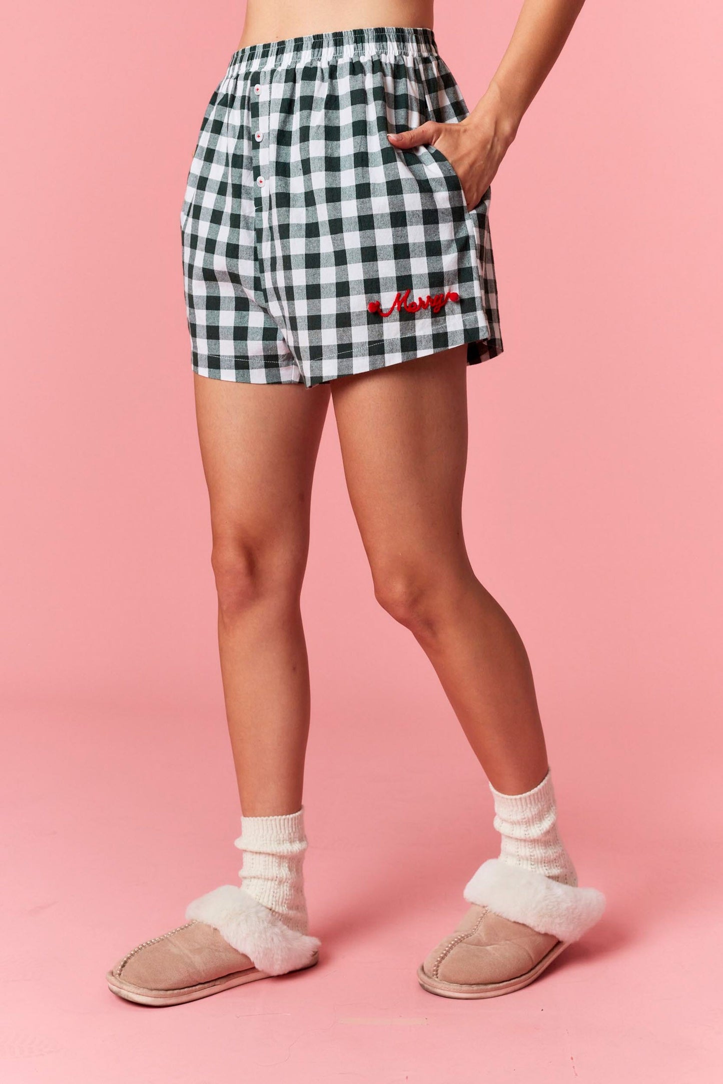 Merry Gingham Boxer Shorts