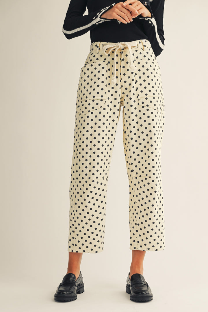 Polka Dots String Barrel Pants