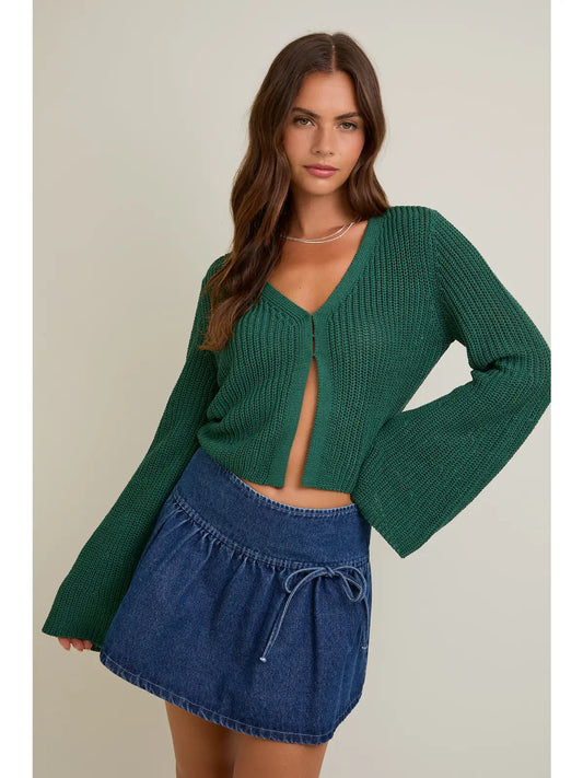 V-Neck Bell Sleeve Cardigan