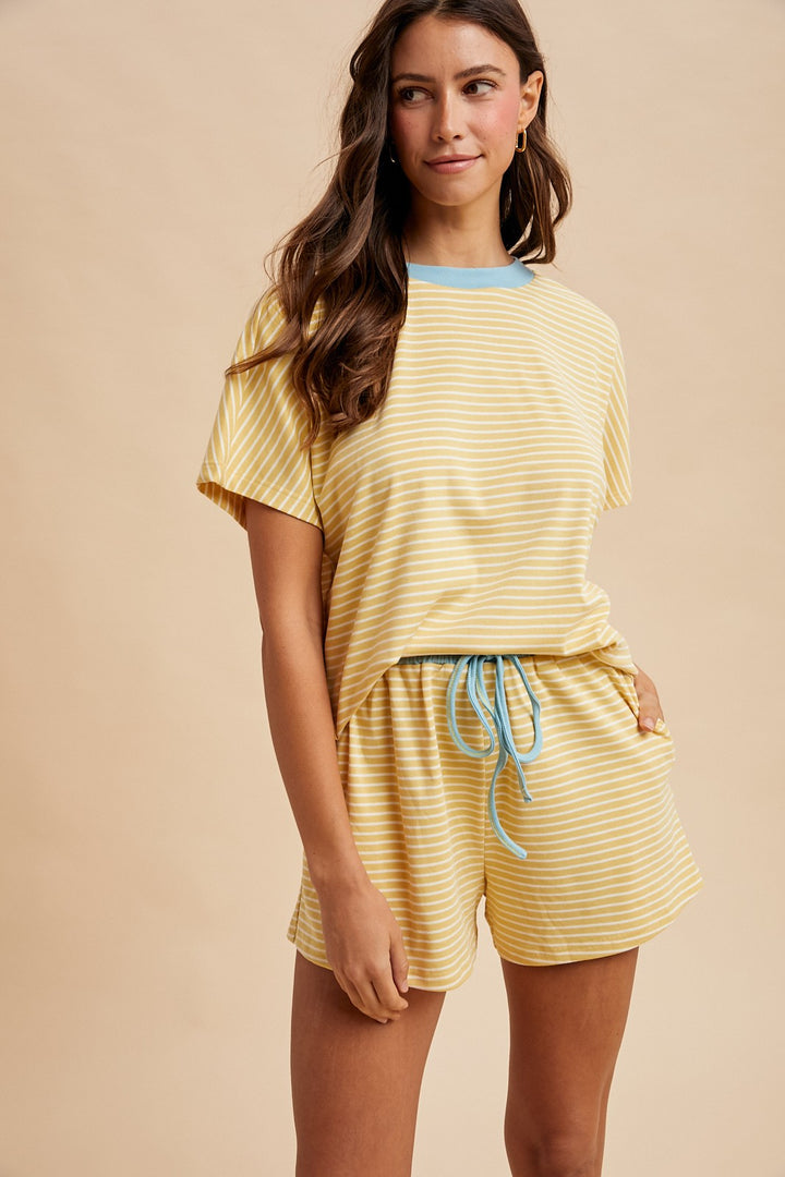 Butter & Baby Blue Striped Shorts