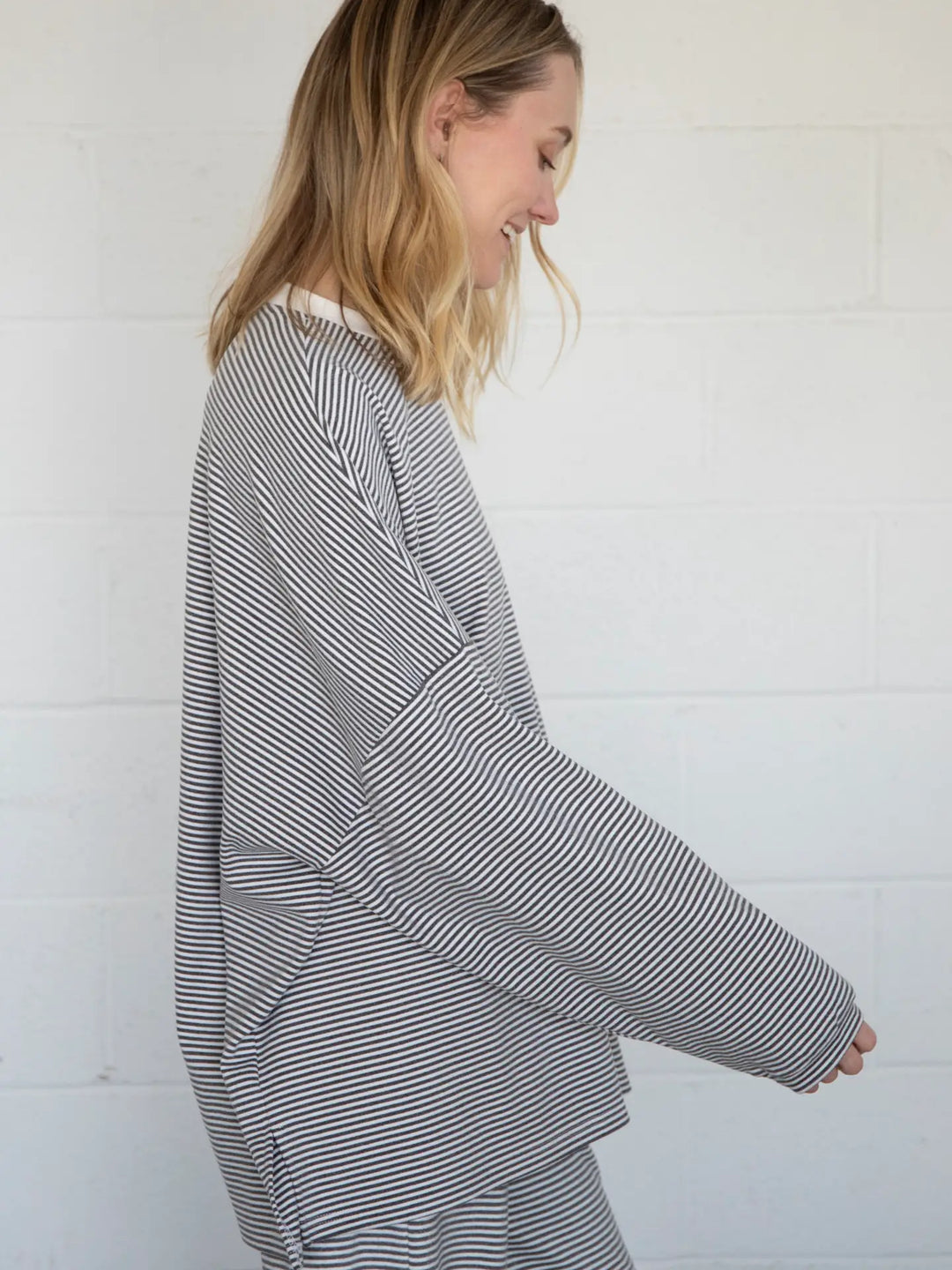 Dani Top - Striped Charcoal – The Ivory Palm