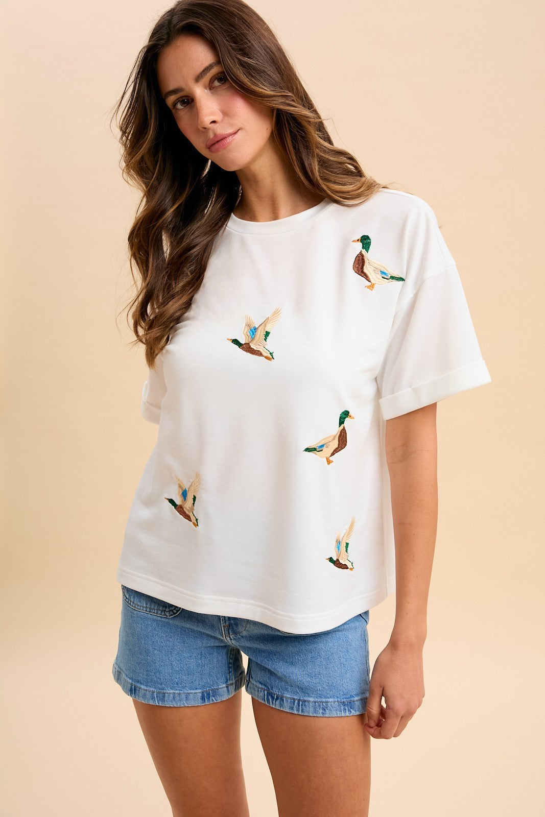 Mallard Duck Embroidered Short Sleeve T-shirt