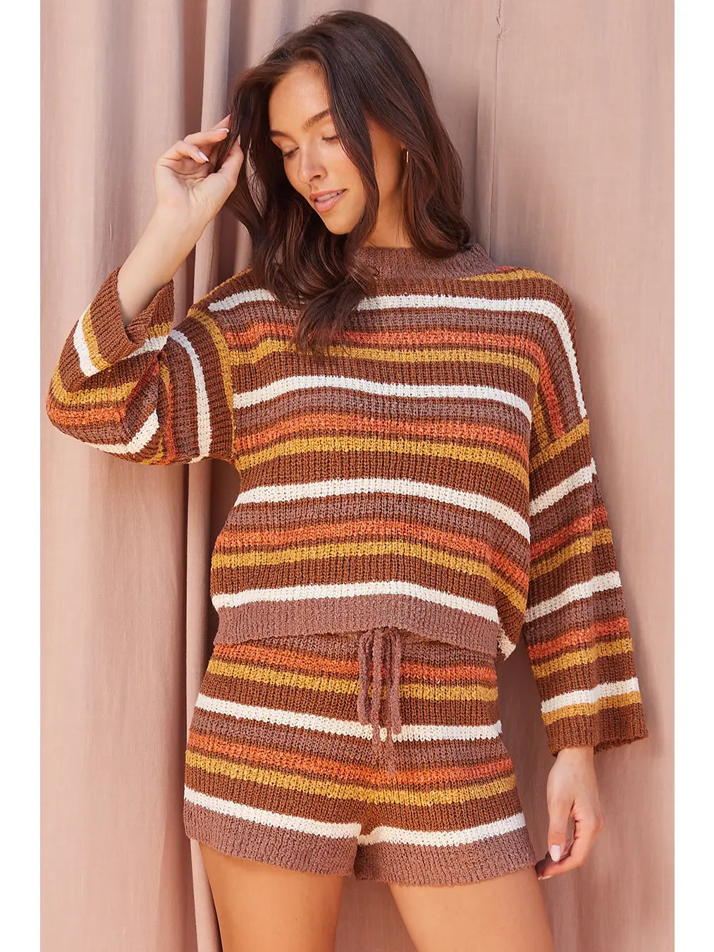 Mocha Stripe Knit Top