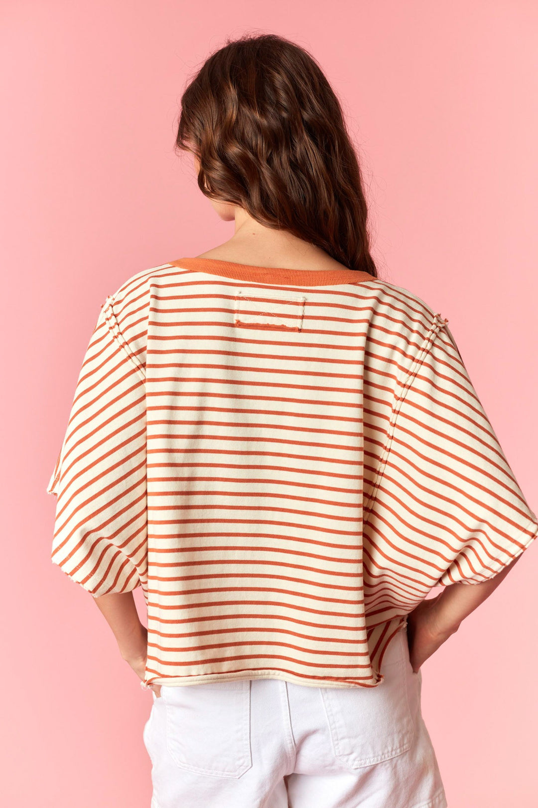 Yarn Dyed Stripe Round Neck Dolman Tee
