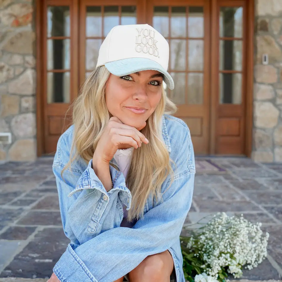 You Look Good. - Denim Vintage Trucker Hat