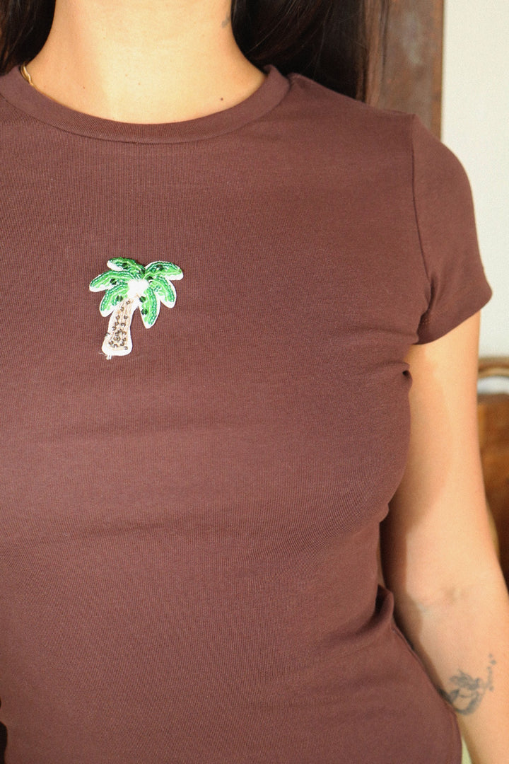 Palm Tree Embroidery Baby Tee