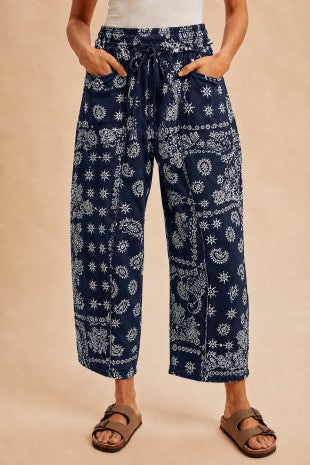 Printed Barrel Fit Utility Knit Pants