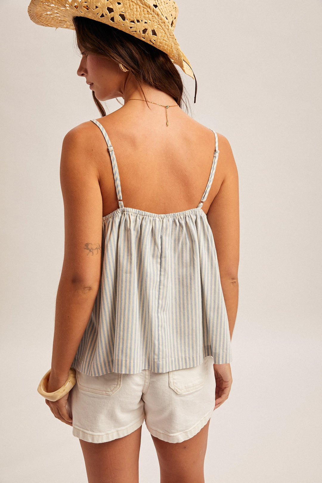 Ruffle Detail Stripe Cami Top