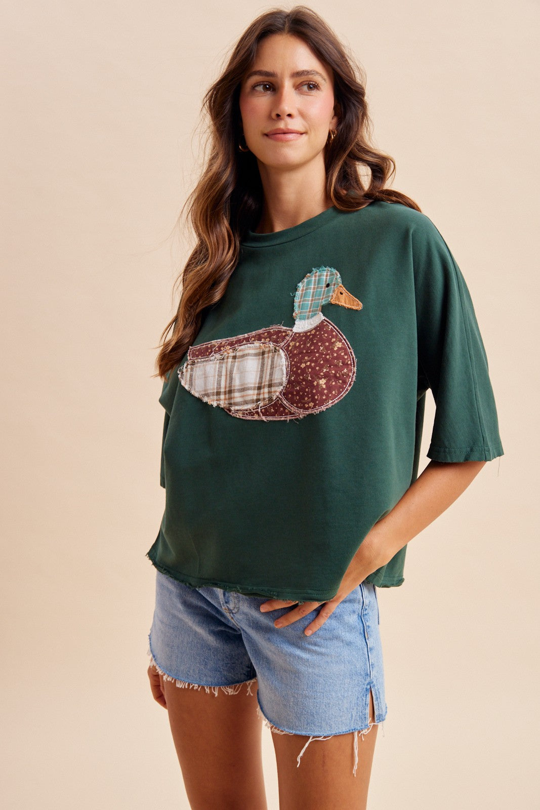 Mallard Duck Patchwork Dolman Sleeve Knit Top