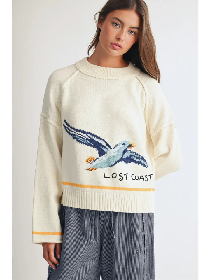 Lost Coast Coastal Seagull Graphic Sweater