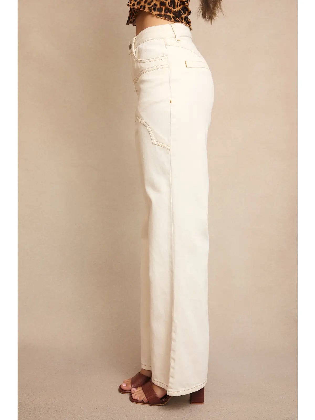High Waisted Seam Detail Long Pants